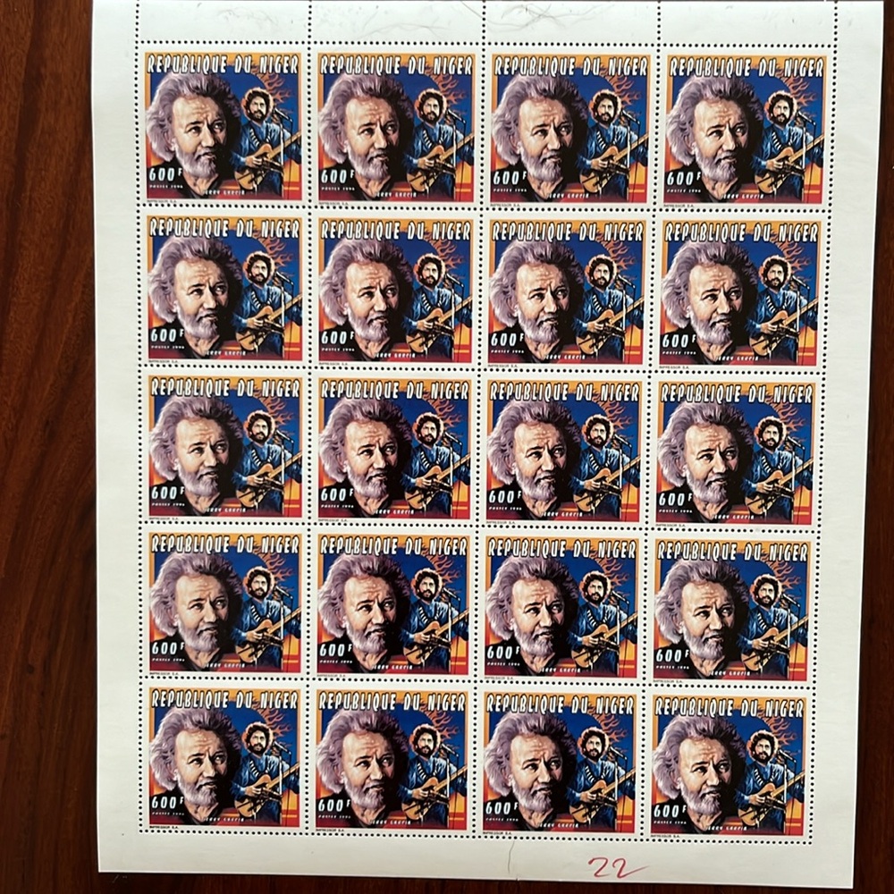 1996 Jerry Garcia (Grateful Dead) and Janis Joplin stamps from Niger